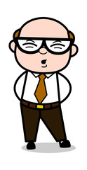 Pain in Back - Retro Cartoon Office old Boss Man Vector Illustration