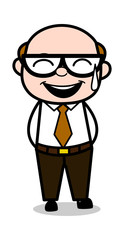 Joke - Retro Cartoon Office old Boss Man Vector Illustration