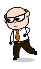 Obraz premium Walking Pose - Retro Cartoon Office old Boss Man Vector Illustration