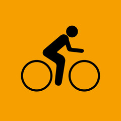 Bicycle icon on orange (yellow) background - vector illustration