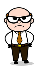 Anger - Retro Cartoon Office old Boss Man Vector Illustration