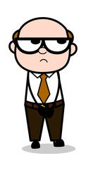 Thinking Solution - Retro Cartoon Office old Boss Man Vector Illustration