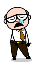 Sleeping and Running Nose - Retro Cartoon Office old Boss Man Vector Illustration