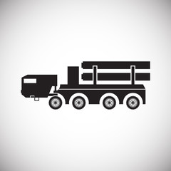 Military vehicle icon on background for graphic and web design. Simple vector sign. Internet concept symbol for website button or mobile app.