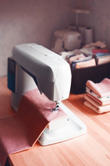 Closeup the sewing machine
