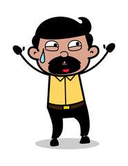 Screaming - Indian Cartoon Man Father Vector Illustration