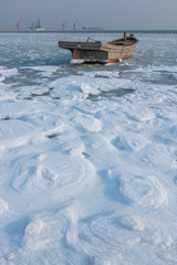 frozen ocean in Qinhuangdao china