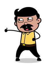 Punching - Indian Cartoon Man Father Vector Illustration