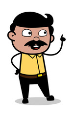Pointing Finger During Speech - Indian Cartoon Man Father Vector Illustration