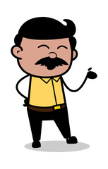 Laughing with Hand Gesture - Indian Cartoon Man Father Vector Illustration