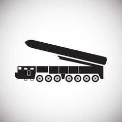 Military vehicle icon on background for graphic and web design. Simple vector sign. Internet concept symbol for website button or mobile app.