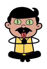 Money Chanting - Indian Cartoon Man Father Vector Illustration