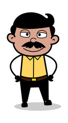 Slightly Smiling - Indian Cartoon Man Father Vector Illustration