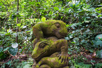 A stone statue of the Komodo monitor, Ubud, Bali, Indonesia.