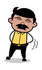 Backache - Indian Cartoon Man Father Vector Illustration