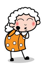 Shy - Old Cartoon Granny Vector Illustration