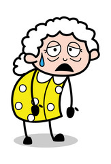 Unconscious - Old Cartoon Granny Vector Illustration