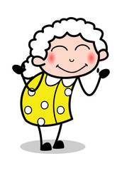 Blushing - Old Cartoon Granny Vector Illustration