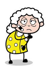 Bandage on Face - Old Cartoon Granny Vector Illustration