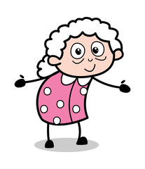 Hug Gesture - Old Cartoon Granny Vector Illustration