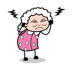Irate - Old Cartoon Granny Vector Illustration