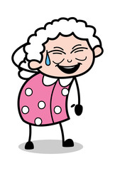 Laughing - Old Cartoon Granny Vector Illustration