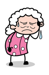 Sweating - Old Cartoon Granny Vector Illustration