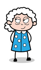 Clever - Old Cartoon Granny Vector Illustration