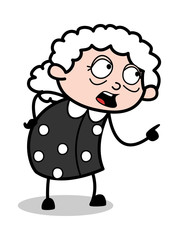 Giving Warning - Old Cartoon Granny Vector Illustration