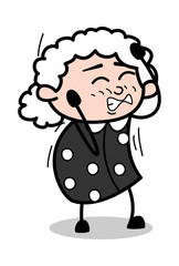 Irritated - Old Cartoon Granny Vector Illustration