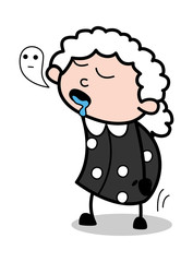 Soul Leaving Body - Old Cartoon Granny Vector Illustration