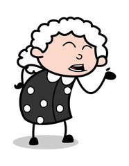 Hand Gesture While Talking - Old Cartoon Granny Vector Illustration