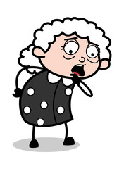 Shocked Expression - Old Cartoon Granny Vector Illustration