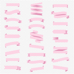Pink Ribbon Set In Isolated Transparent Background