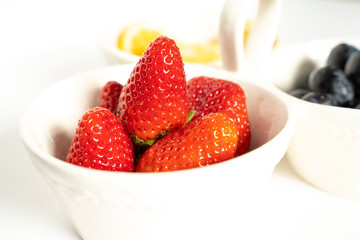 Strawberries, Grapes & Lemons in a Dish
