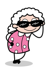 Modern Granny - Old Cartoon Granny Vector Illustration