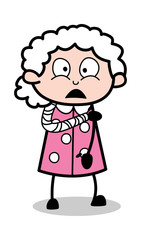 Fractured Hand - Old Cartoon Granny Vector Illustration
