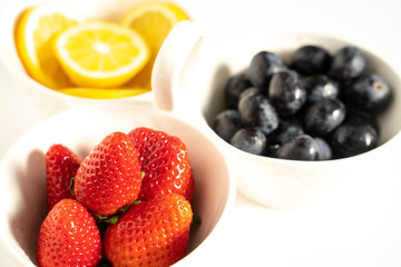Strawberries, Grapes & Lemons in a Dish