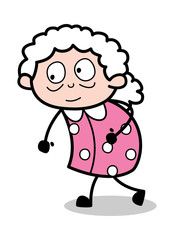 Walking Style - Old Cartoon Granny Vector Illustration