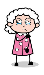 Hurt and Crying- Old Cartoon Granny Vector Illustration