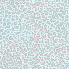 Leopard seamless pattern on mint background. Animal print.