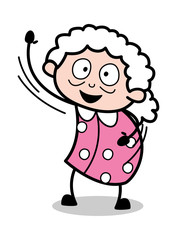 Dancing with Joy - Old Cartoon Granny Vector Illustration