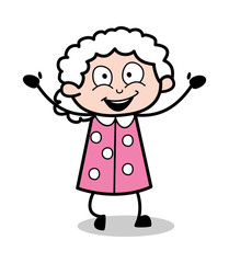 Feeling Pride - Old Cartoon Granny Vector Illustration