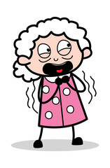 Screaming in Fear - Old Cartoon Granny Vector Illustration