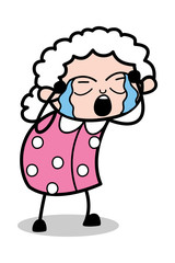 Crying - Old Cartoon Granny Vector Illustration