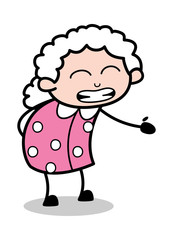 Making Fun - Old Cartoon Granny Vector Illustration