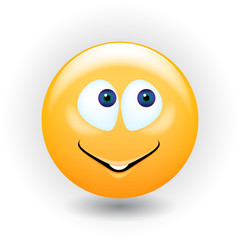 Yellow realistic emoticon smiley face