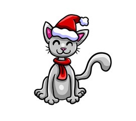 Stylized Happy Christmas Cat