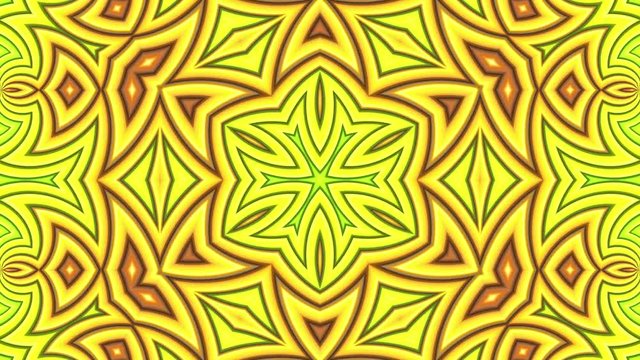Abstract 3d seamless bright background in 4k with red orange tapes. Red orange stripes move cyclically in simple geometry cartoon creative style. Looped smooth animation. Kaleidoscope 3
