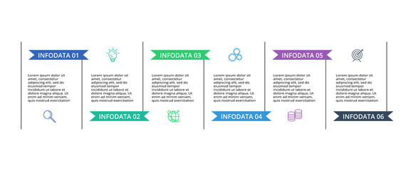 Infographic design vector and marketing icons for diagram, graph, presentation and round chart. Concept with 6 options